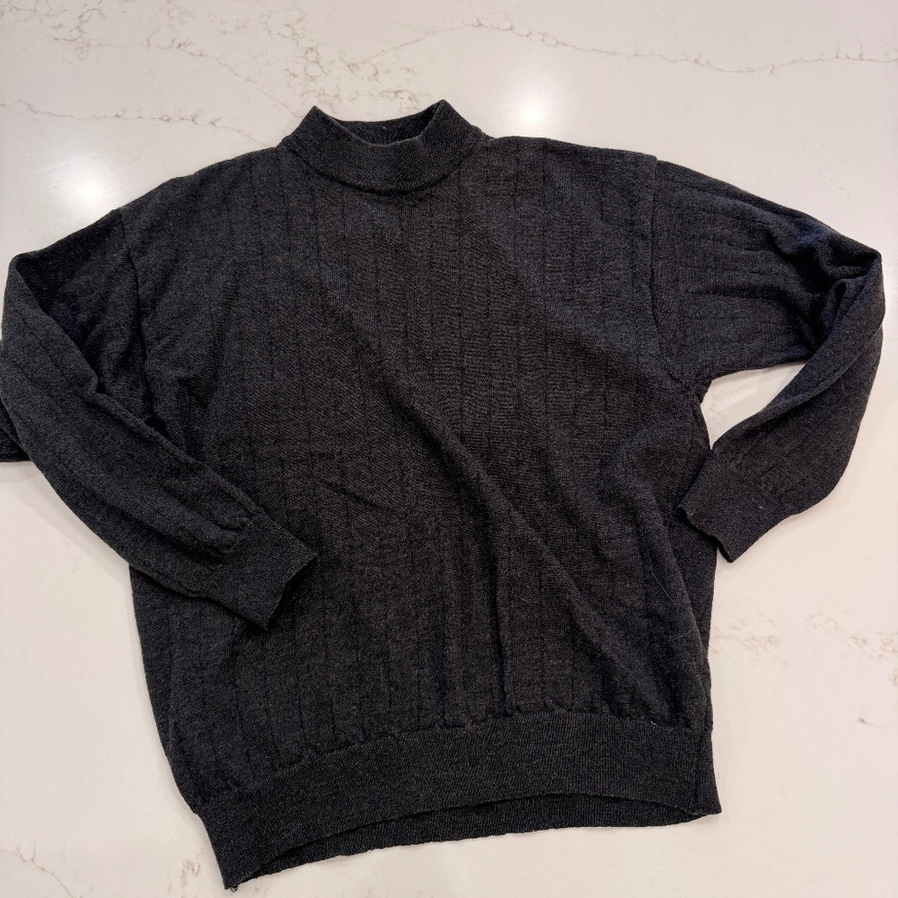 Bachrach Brown 100% Merino Wool Sweater Made in Italy women L Crewneck Pullover